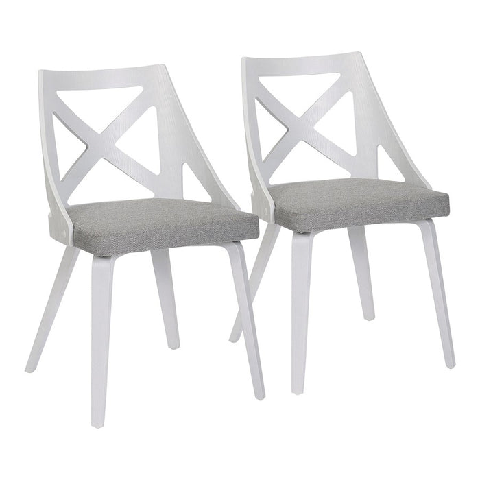 LumiSource Charlotte Chair, Set of 2, White Textured/Grey - CH-CHARLOTWTXTLGY2