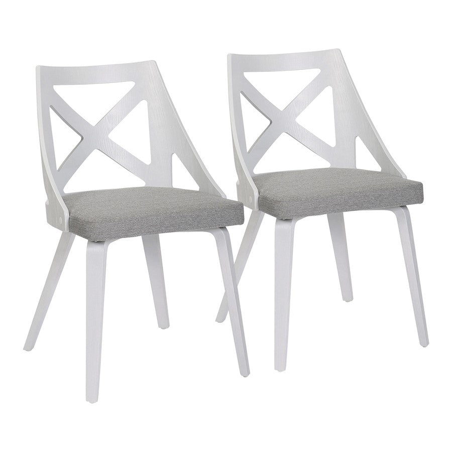 LumiSource Charlotte Chair, Set of 2, White Textured/Grey - CH-CHARLOTWTXTLGY2