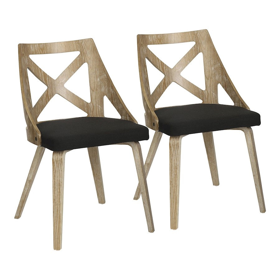 LumiSource Charlotte Chair, Set of 2, White Washed/Charcoal - CH-CHARLOTWWCHAR2