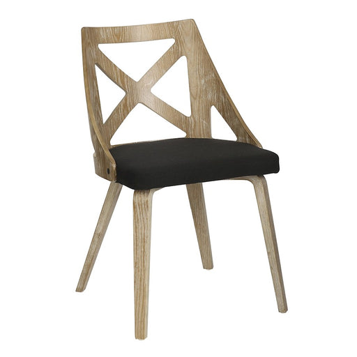 LumiSource Charlotte Chair, Set of 2, White Washed/Charcoal