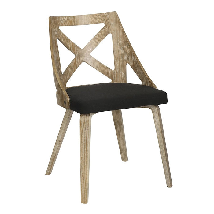 LumiSource Charlotte Chair, Set of 2, White Washed/Charcoal