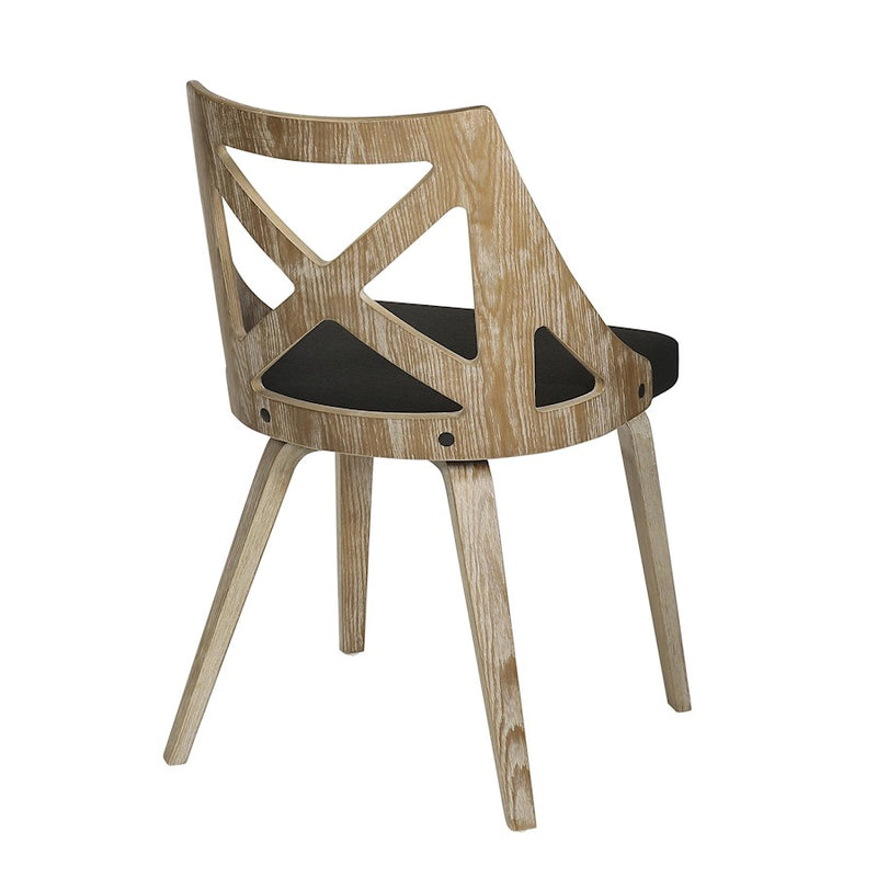 LumiSource Charlotte Chair Set of 2 | White Washed Wood and Charcoal Fabric Dining Chair | Farmhouse Dining Room & Kitchen | Model CH-CHARLOTWWCHAR2