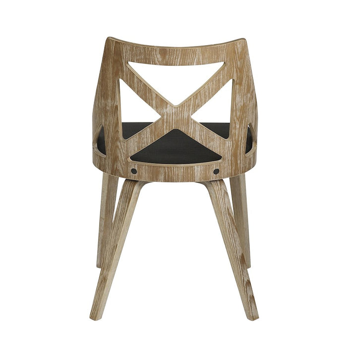 LumiSource Charlotte Chair, Set of 2, White Washed/Charcoal