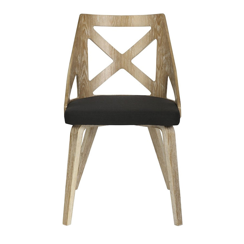 LumiSource Charlotte Chair Set of 2 | White Washed Wood and Charcoal Fabric Dining Chair | Farmhouse Dining Room & Kitchen | Model CH-CHARLOTWWCHAR2