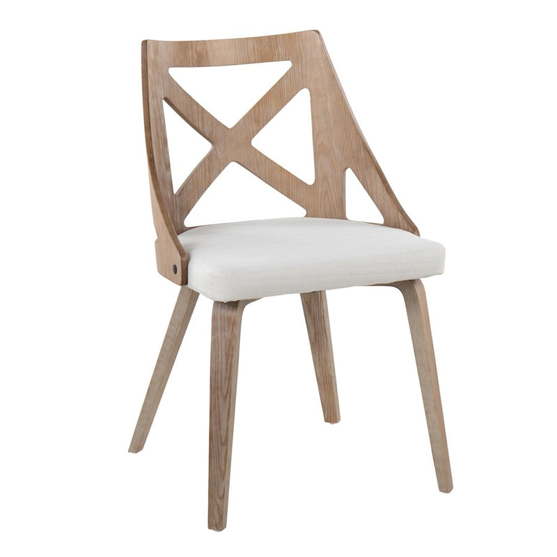 LumiSource Charlotte Chair, Set of 2, White Washed/Cream Noise