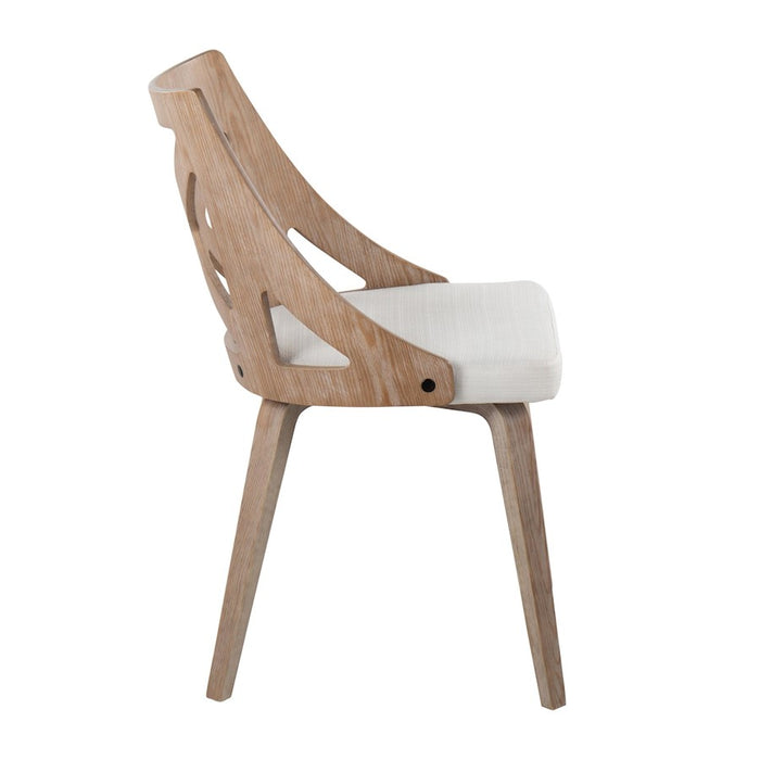 LumiSource Charlotte Chair, Set of 2, White Washed/Cream Noise