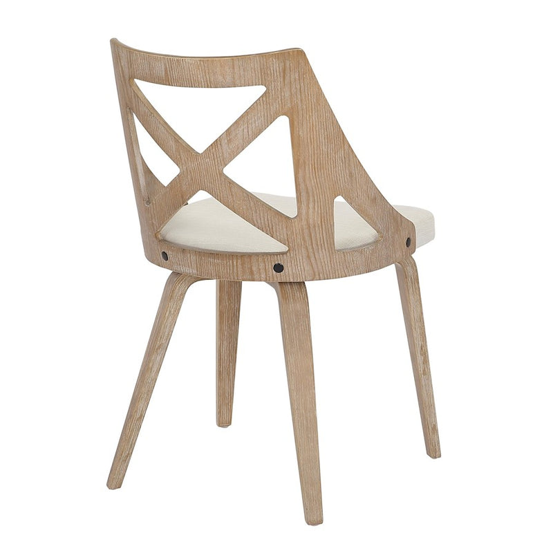 LumiSource Charlotte Chair, Set of 2, White Washed/Cream Noise