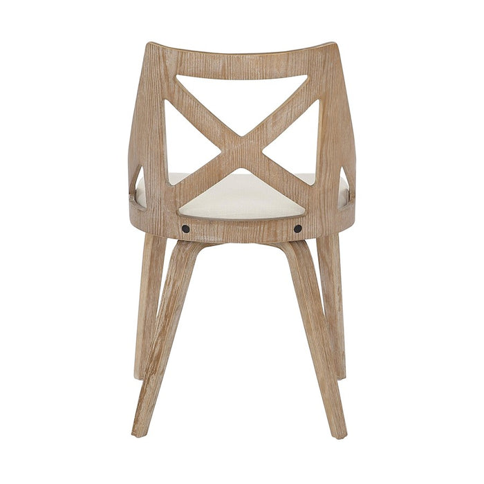 LumiSource Charlotte Chair, Set of 2, White Washed/Cream Noise