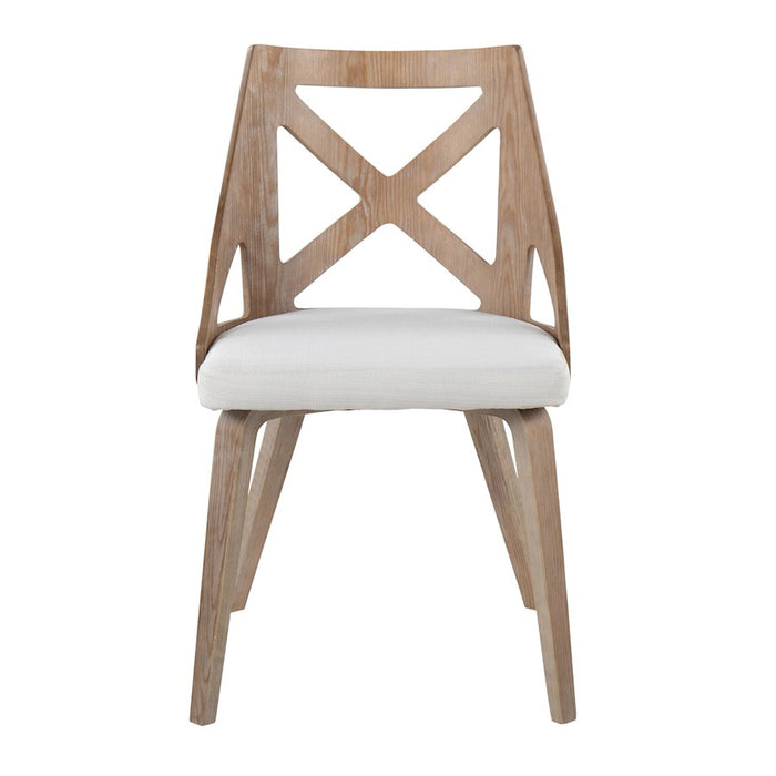 LumiSource Charlotte Chair, Set of 2, White Washed/Cream Noise