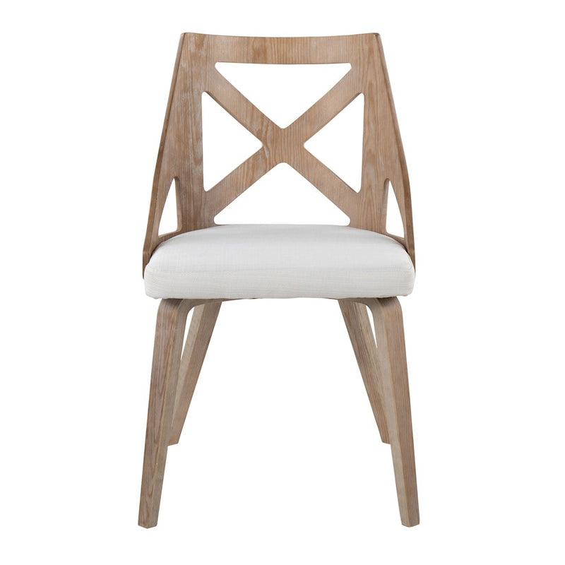LumiSource Charlotte Chair Set of 2 | White Washed Wood & Cream Noise Fabric | Dining Room & Kitchen Seating | Model CH-CHARLOTWWCR2