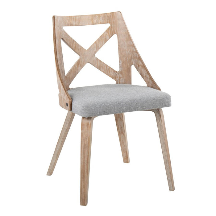 LumiSource Charlotte Chair, Set of 2, White Washed Wood/Grey