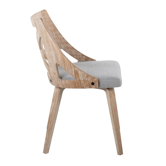 LumiSource Charlotte Chair, Set of 2, White Washed Wood/Grey