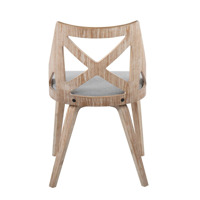 LumiSource Charlotte Chair, Set of 2, White Washed Wood/Grey