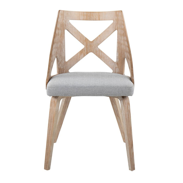 LumiSource Charlotte Chair, Set of 2, White Washed Wood/Grey