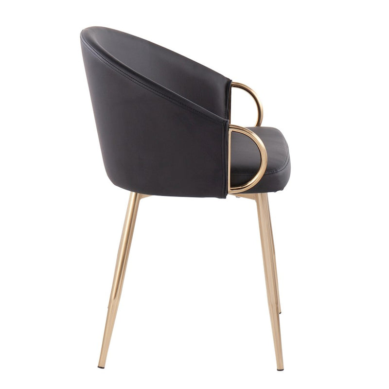 LumiSource Claire Chair | Gold Metal Frame & Black PU Leather | Contemporary Dining Room & Accent Seating | 18 x 20.5 x 29.5 in | Model CH-CLAIREAUBK