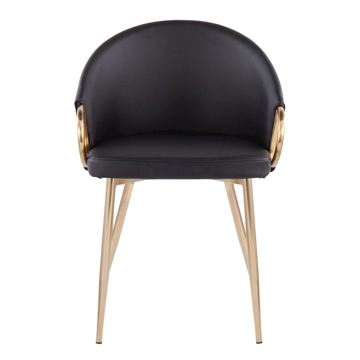 LumiSource Claire Chair in Gold Metal/Black PU