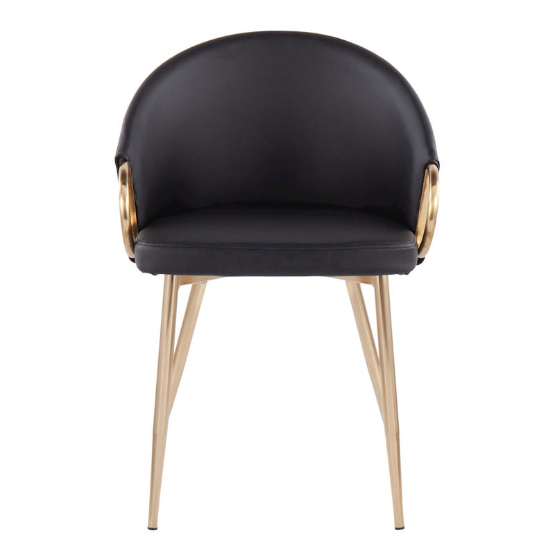 LumiSource Claire Chair | Gold Metal Frame & Black PU Leather | Contemporary Dining Room & Accent Seating | 18 x 20.5 x 29.5 in | Model CH-CLAIREAUBK