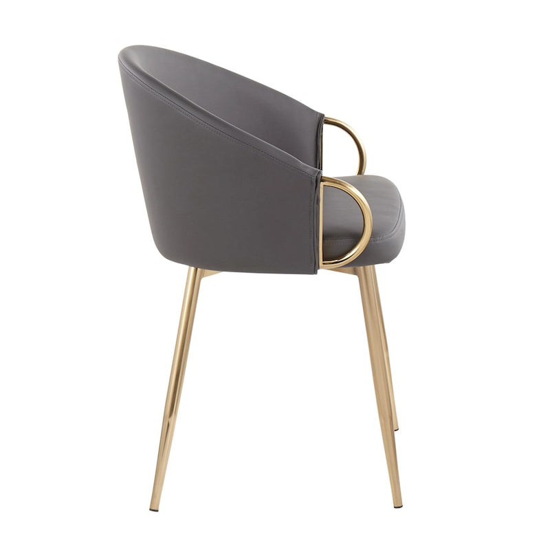LumiSource Claire Chair | Gold Metal Frame & Grey PU Leather | Contemporary Dining Room & Accent Seating | 18 x 20.5 x 29.5 in | Model CH-CLAIREAUGY