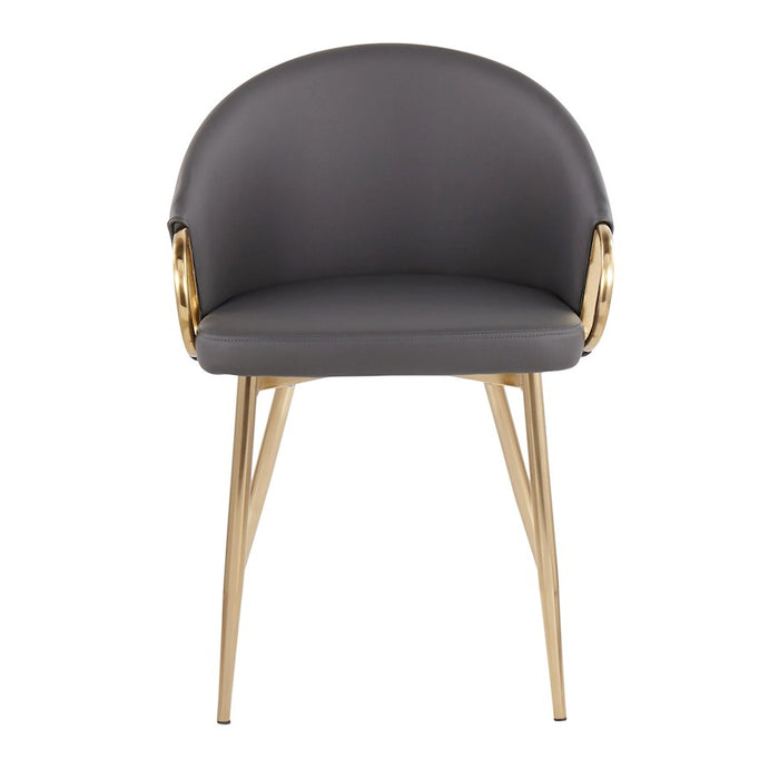 LumiSource Claire Chair in Gold Metal/Grey PU