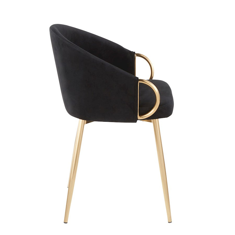 LumiSource Claire Chair | Gold Metal Frame & Black Velvet Upholstery | Contemporary Dining Room & Accent Seating | Model CH-CLAIREAUVBK