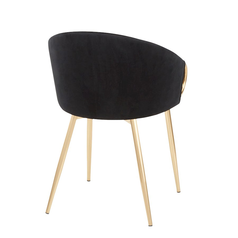 LumiSource Claire Chair | Gold Metal Frame & Black Velvet Upholstery | Contemporary Dining Room & Accent Seating | Model CH-CLAIREAUVBK