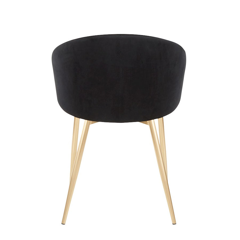LumiSource Claire Chair | Gold Metal Frame & Black Velvet Upholstery | Contemporary Dining Room & Accent Seating | Model CH-CLAIREAUVBK