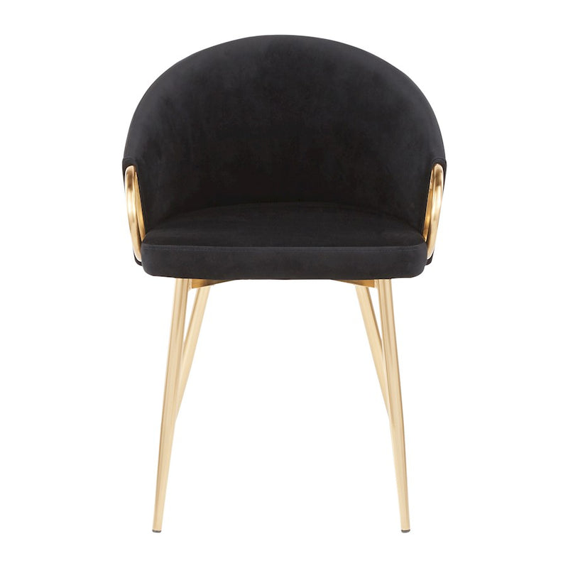 LumiSource Claire Chair | Gold Metal Frame & Black Velvet Upholstery | Contemporary Dining Room & Accent Seating | Model CH-CLAIREAUVBK