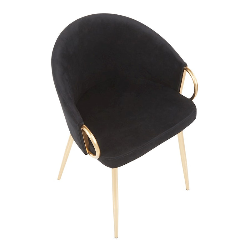 LumiSource Claire Chair | Gold Metal Frame & Black Velvet Upholstery | Contemporary Dining Room & Accent Seating | Model CH-CLAIREAUVBK