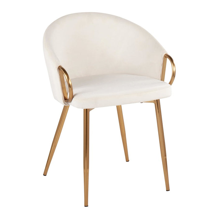 LumiSource Claire Chair in Gold Metal/Cream Velvet - CH-CLAIREAUVCR