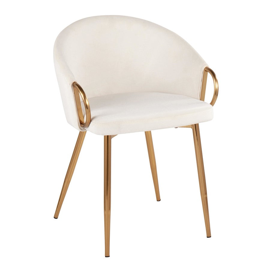 LumiSource Claire Chair in Gold Metal/Cream Velvet - CH-CLAIREAUVCR