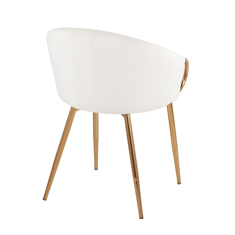 LumiSource Claire Chair in Gold Metal/Cream Velvet