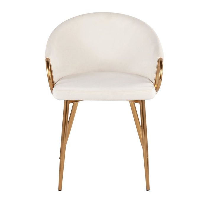 LumiSource Claire Chair in Gold Metal/Cream Velvet