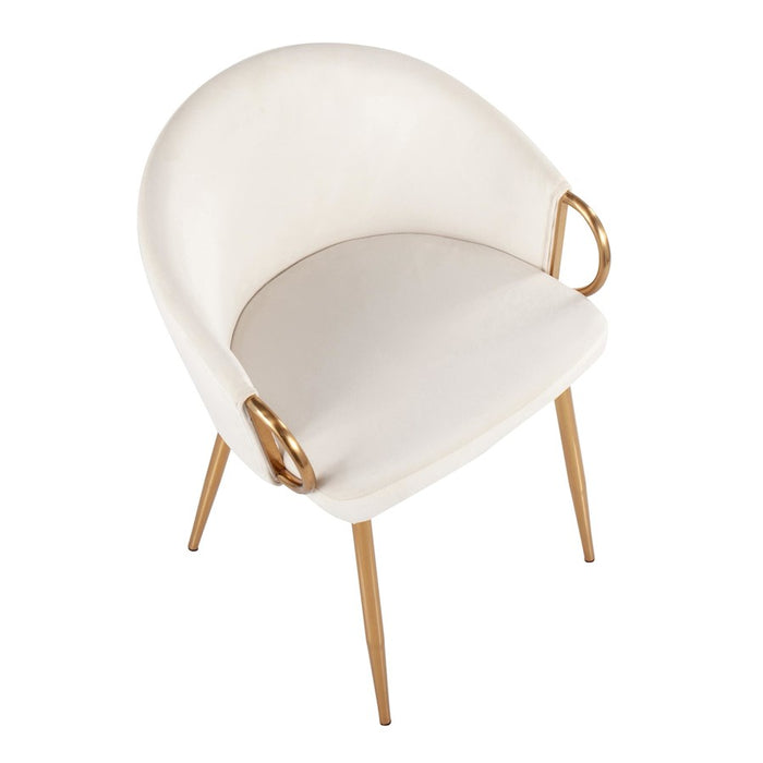 LumiSource Claire Chair in Gold Metal/Cream Velvet