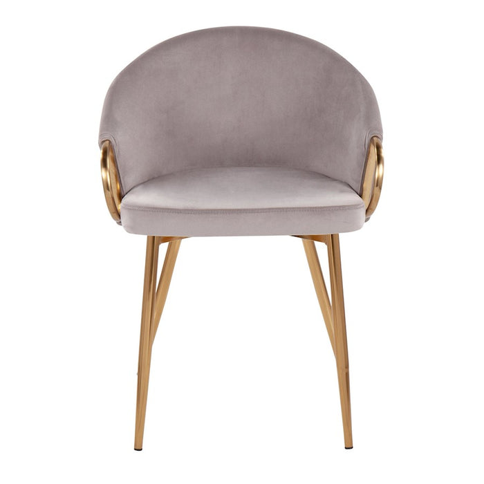 LumiSource Claire Chair in Gold Steel/Silver Velvet