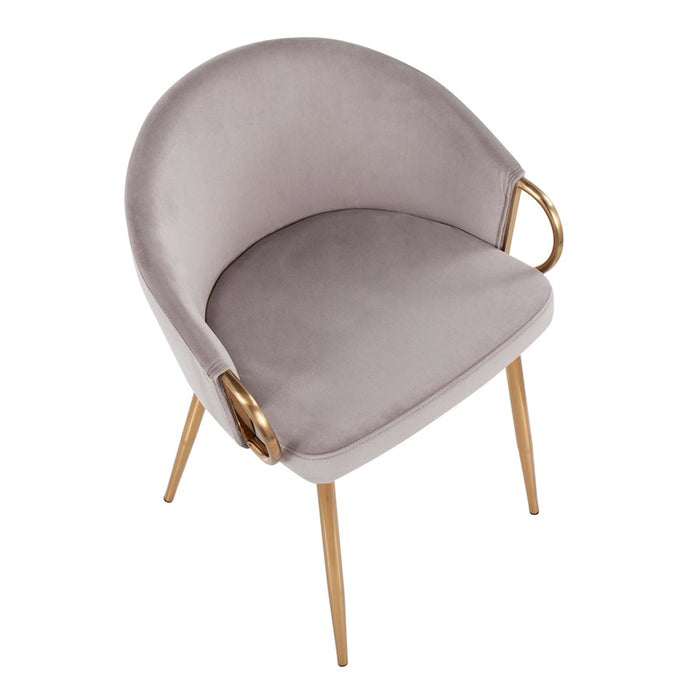 LumiSource Claire Chair in Gold Steel/Silver Velvet
