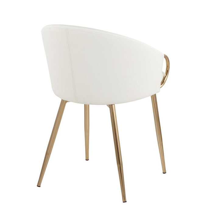LumiSource Claire Chair in Gold Metal/White PU