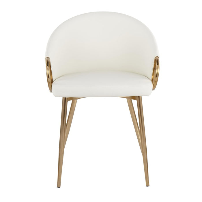 LumiSource Claire Chair in Gold Metal/White PU