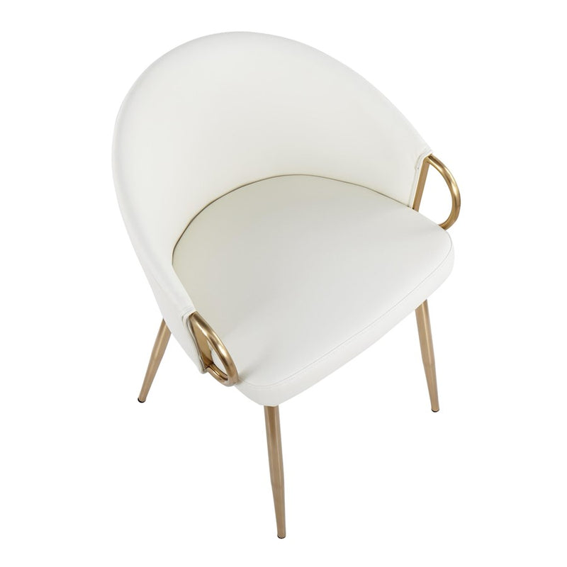 LumiSource Claire Chair in Gold Metal/White PU