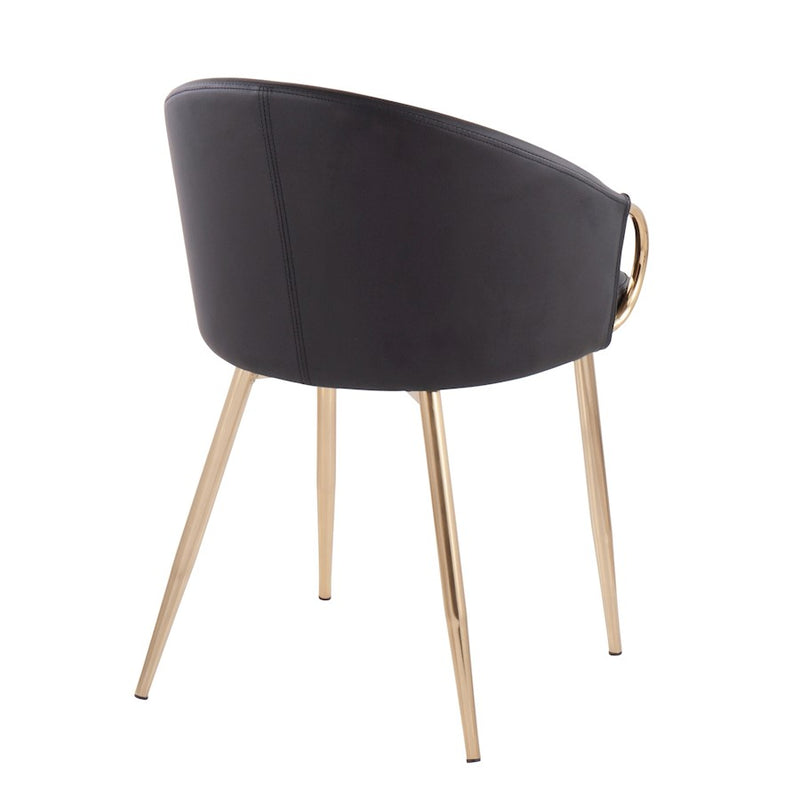 LumiSource Claire Chair, Set of 2, Gold Metal/Black PU