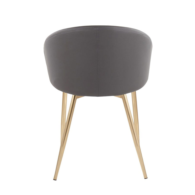 LumiSource Claire Chair Set of 2 | Gold Metal and Grey PU Faux Leather | Dining Room & Living Room Accent Chairs | Model CH-CLAIREPU2AUGY2