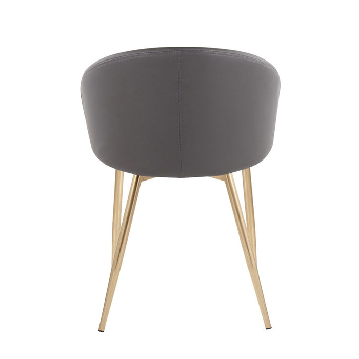 LumiSource Claire Chair, Set of 2, Gold Metal/Grey PU