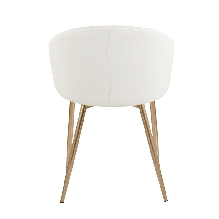 LumiSource Claire Chair, Set of 2, Gold Metal/White PU