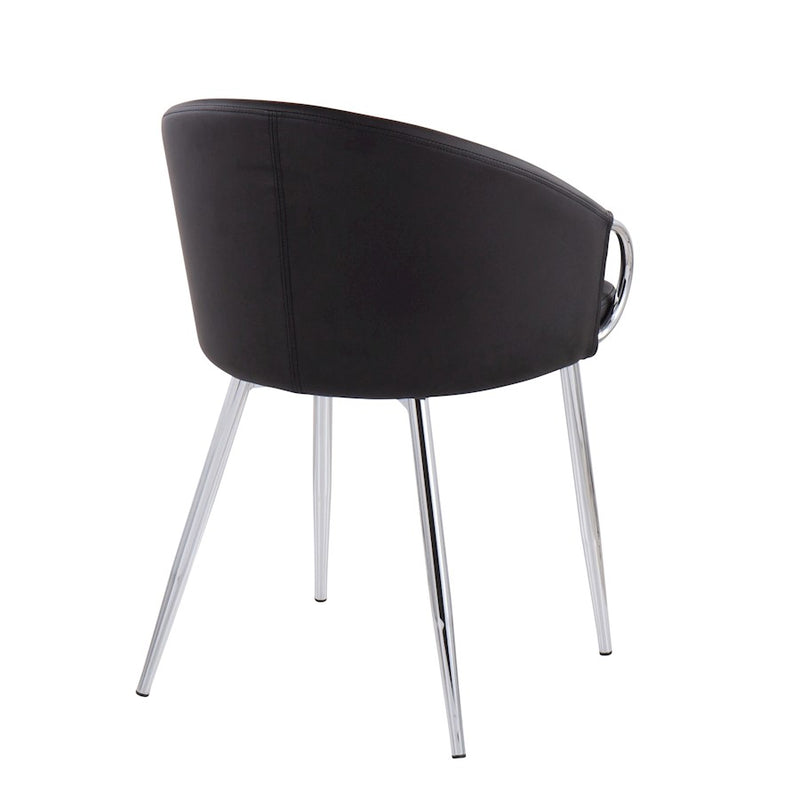 LumiSource Claire Set of 2 Dining Chair | Chrome Metal and Black PU Leather | Contemporary Dining Room & Kitchen | Model CH-CLAIREPU2CHRBK2