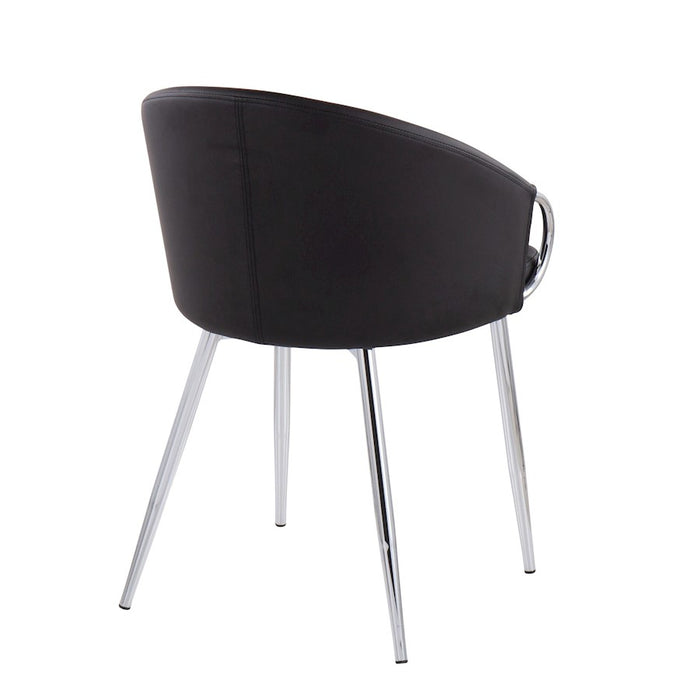 LumiSource Claire Chair, Set of 2, Chrome Metal/Black PU