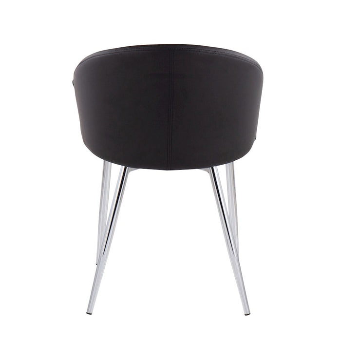 LumiSource Claire Chair, Set of 2, Chrome Metal/Black PU