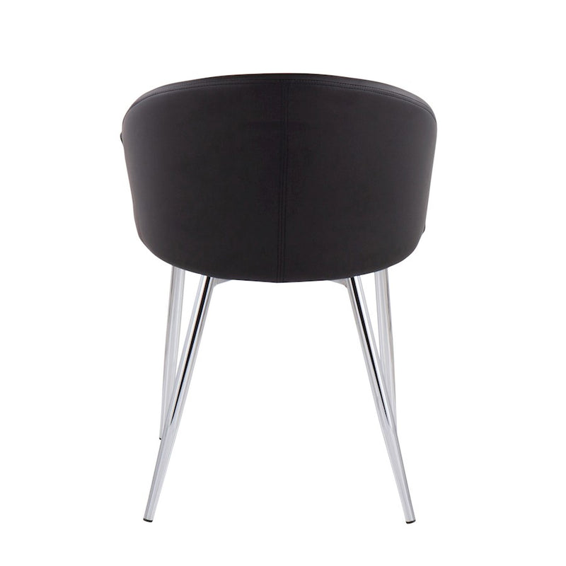 LumiSource Claire Set of 2 Dining Chair | Chrome Metal and Black PU Leather | Contemporary Dining Room & Kitchen | Model CH-CLAIREPU2CHRBK2
