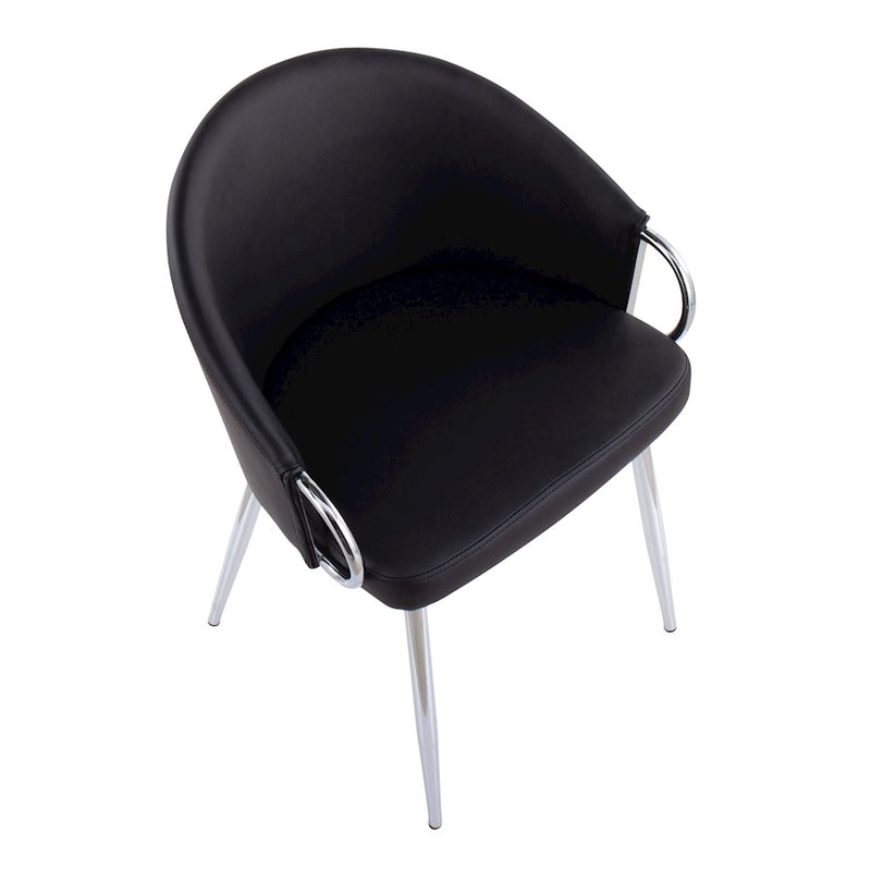 LumiSource Claire Set of 2 Dining Chair | Chrome Metal and Black PU Leather | Contemporary Dining Room & Kitchen | Model CH-CLAIREPU2CHRBK2