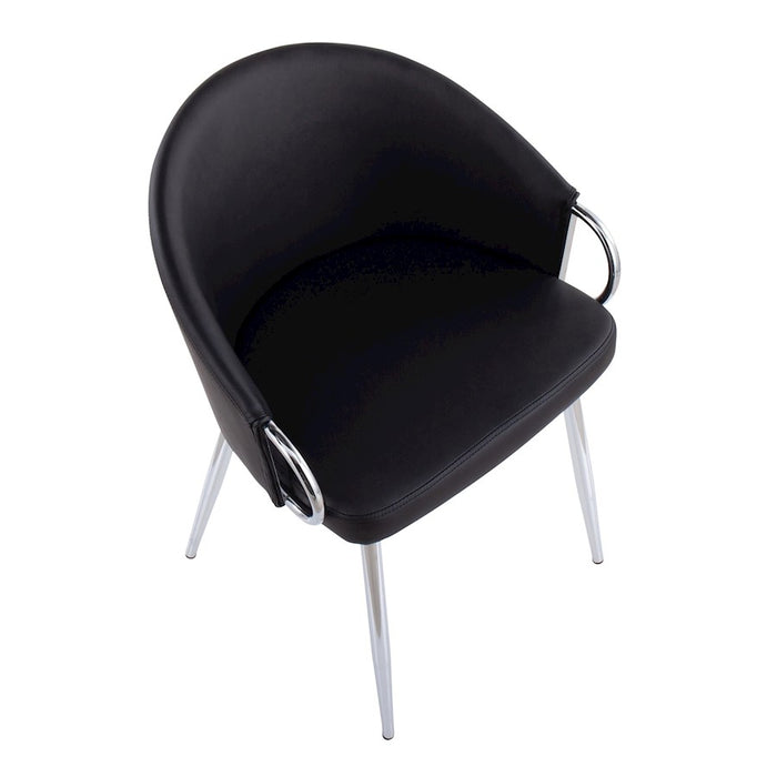 LumiSource Claire Chair, Set of 2, Chrome Metal/Black PU