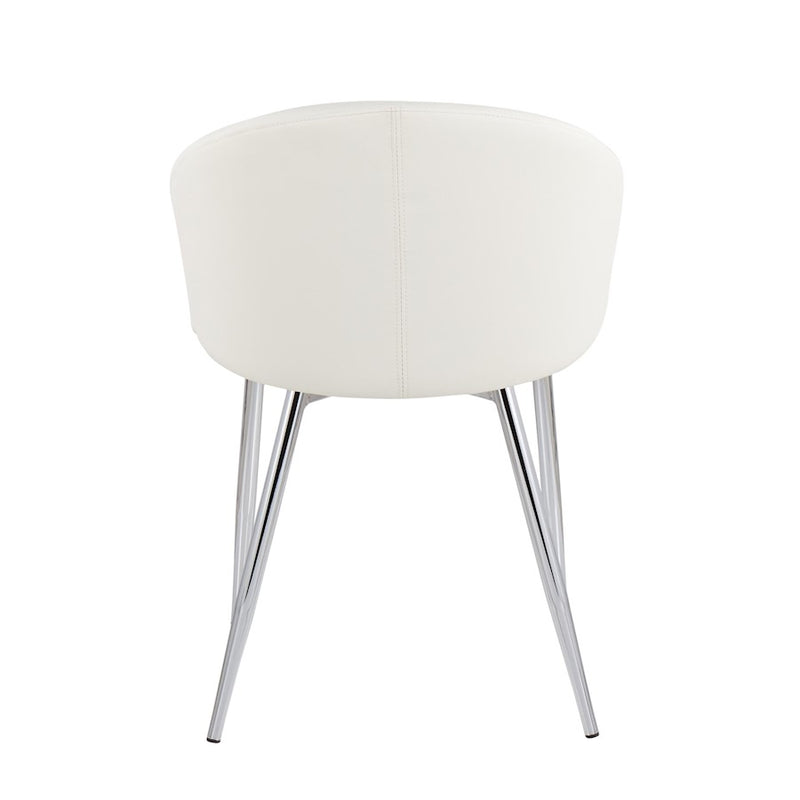 LumiSource Claire Chair, Set of 2, Chrome Metal/White PU