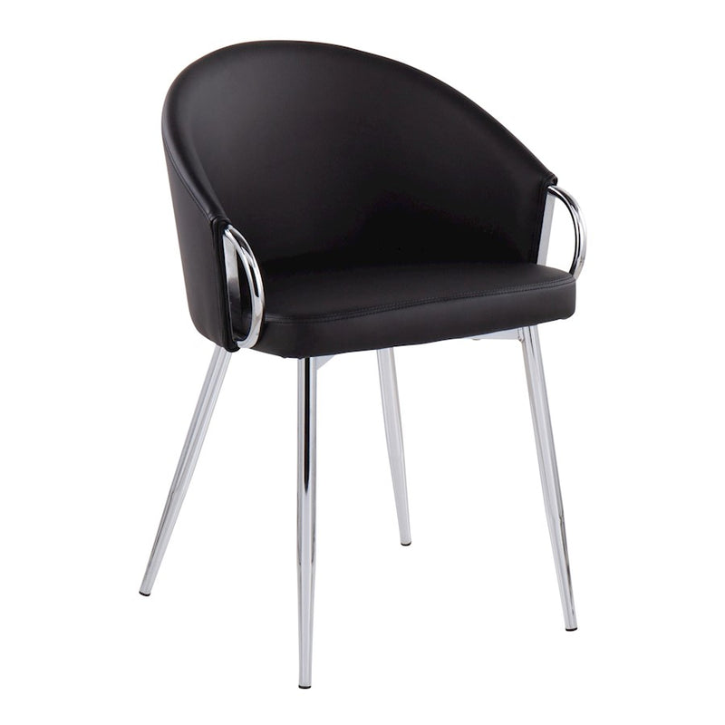 LumiSource Claire Dining Chair | Silver Metal and Black PU Leather | Contemporary Dining Room & Kitchen | 18 x 20.5 x 29.5 in | Model CH-CLAIRESVBK